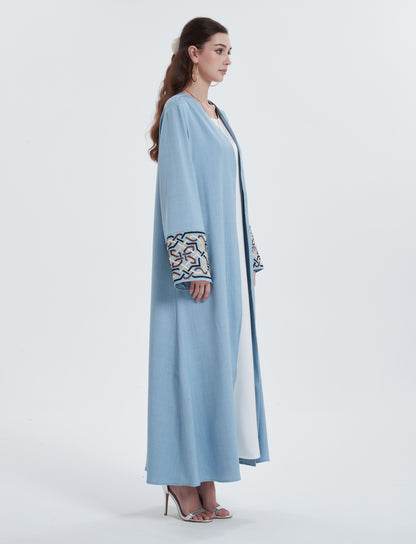 Europe, the Middle East Muslim women's robe solid color cuff embroidery robe cardigan abaya MSL822