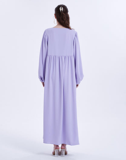 Ramadan islamic clothing kebaya Solid Color Simple loose Pleated lantern sleeve abaya Muslim Dresses abaya women muslim dress GBR02