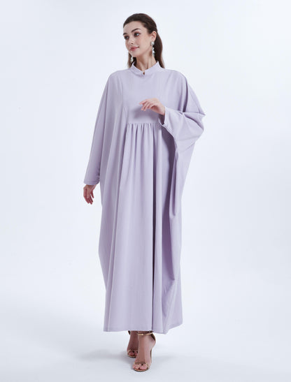 Pringbud Ramadan kebaya Middle Eastern Muslim women's dress solid color pleated bat sleeve loose dress Abaya MSL1752