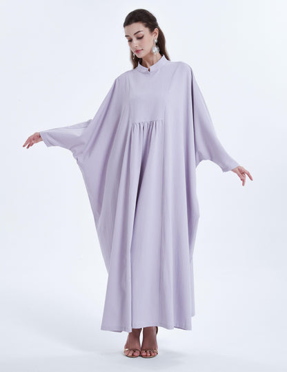 Pringbud Ramadan kebaya Middle Eastern Muslim women's dress solid color pleated bat sleeve loose dress Abaya MSL1752