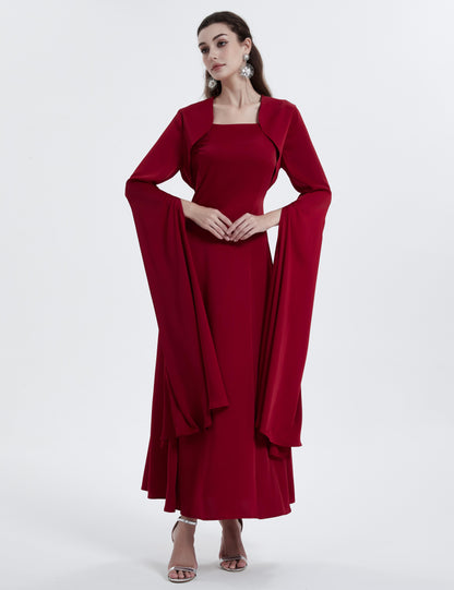 Middle East Muslim women's dress Abaya solid color elegant open long sleeve dress MSL0255