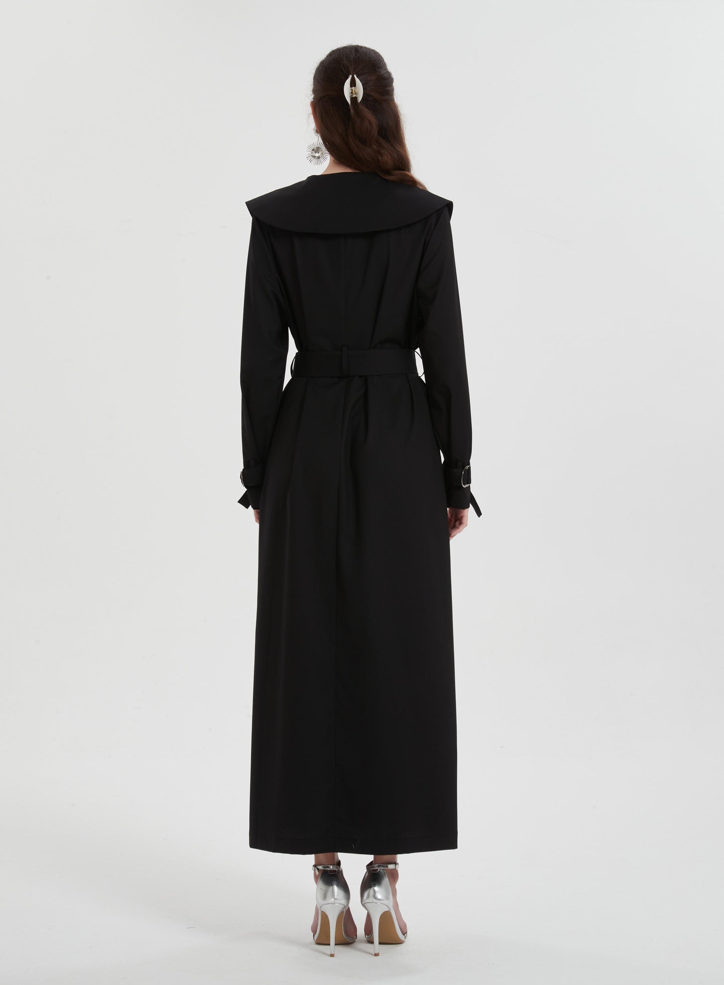 Middle East Muslim women's Maxi dress wear Dubai solid color unique neckline design lace-up waist dress Abaya MSL8316