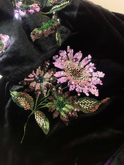 MSL902 Luxurious Handcrafted Sequined Beaded Velvet Cotton Jacket