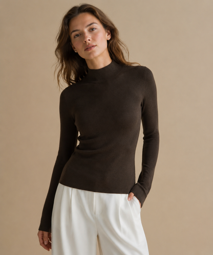 NZ7893 Women's 100% Wool Sweater Seamless Knit Mid-Neck Slim Fit | Women's Sweater, Wool Jumper | Hojumbo