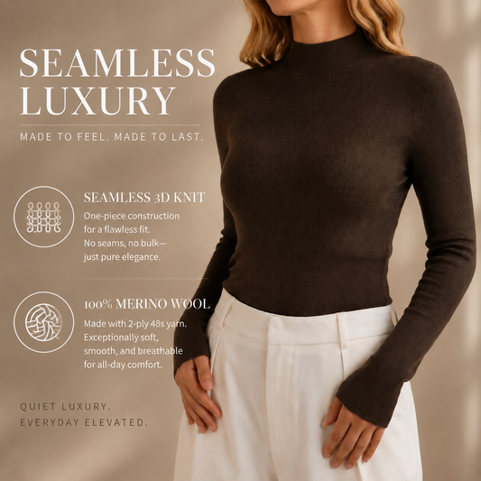 NZ7893 Women's 100% Wool Sweater Seamless Knit Mid-Neck Slim Fit | Women's Sweater, Wool Jumper | Hojumbo
