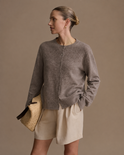 KK9709 Women's 100% Wool Cardigan Seamless Knit Round Neck Open Front | Women's Sweater, Wool Cardigan | Hojumbo