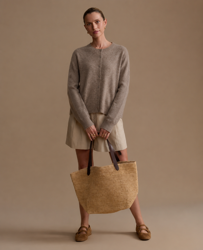 KK9709 Women's 100% Wool Cardigan Seamless Knit Round Neck Open Front | Women's Sweater, Wool Cardigan | Hojumbo