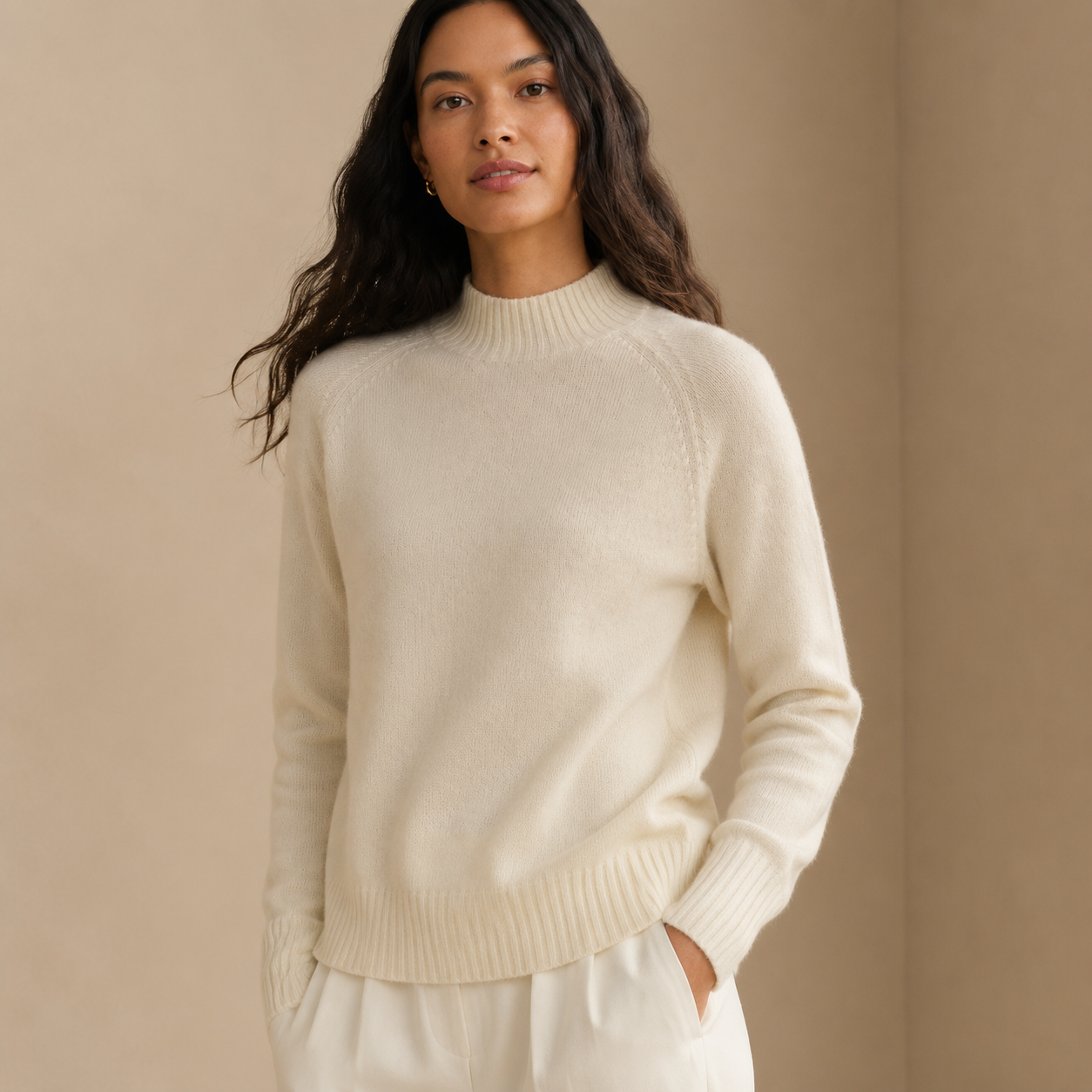 KK9703 Women's 100% Wool Sweater Seamless Knit Half-Turtleneck | Women's Sweater, Wool Jumper | Hojumbo