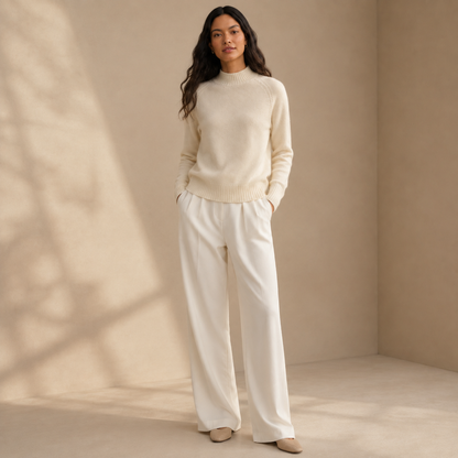 KK9703 Women's 100% Wool Sweater Seamless Knit Half-Turtleneck | Women's Sweater, Wool Jumper | Hojumbo