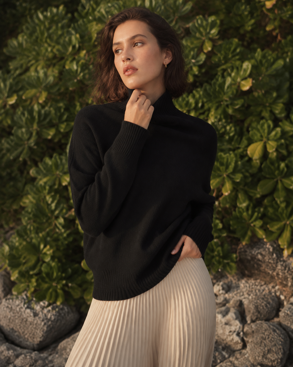 KK9703 Women's 100% Wool Sweater Seamless Knit Half-Turtleneck | Women's Sweater, Wool Jumper | Hojumbo