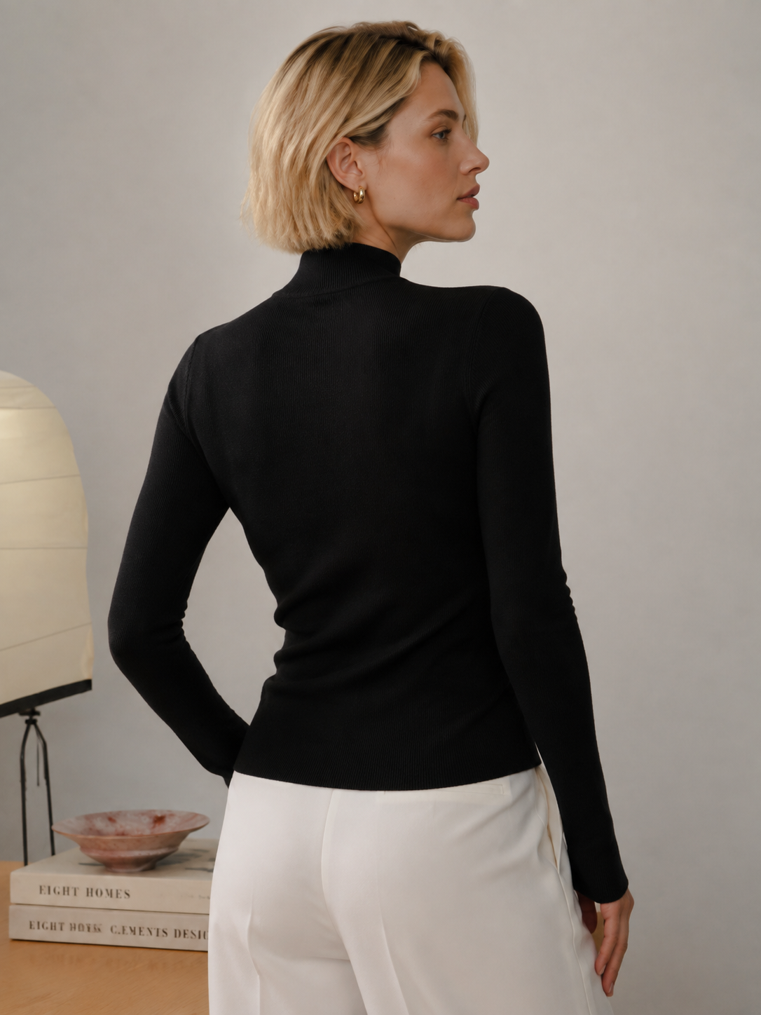 NZ7893 Women's 100% Wool Sweater Seamless Knit Mid-Neck Slim Fit | Women's Sweater, Wool Jumper | Hojumbo