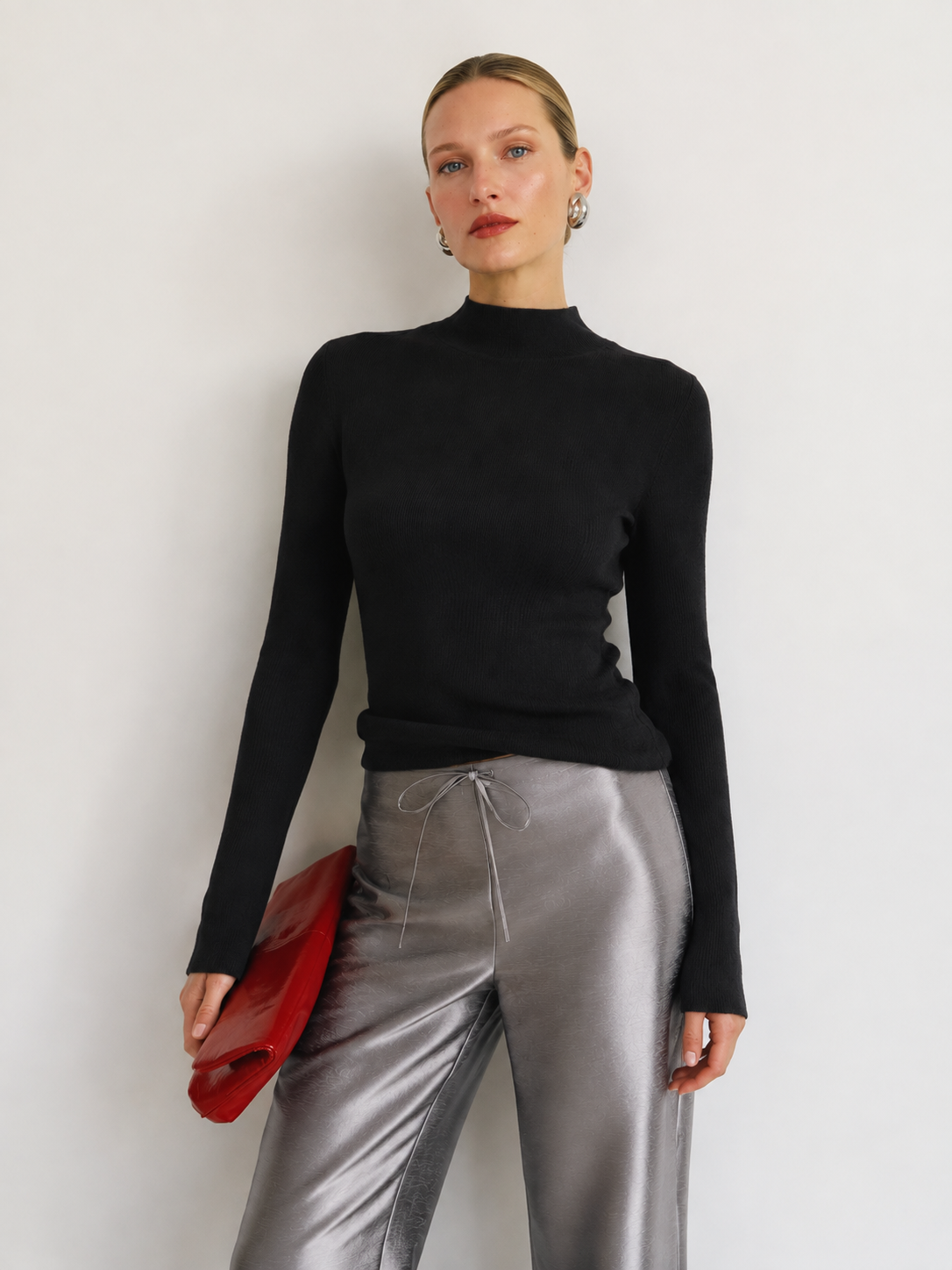 NZ7893 Women's 100% Wool Sweater Seamless Knit Mid-Neck Slim Fit | Women's Sweater, Wool Jumper | Hojumbo