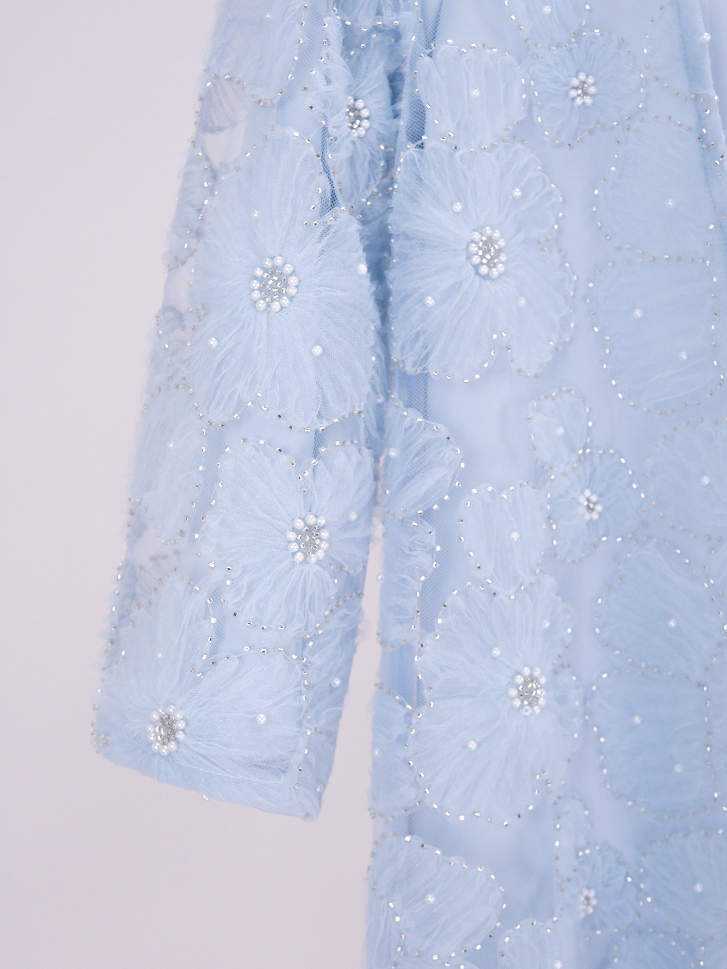 MK2653 Muslim Girl Set 2-Piece Satin Dress and Flower Beaded Cardigan Abaya