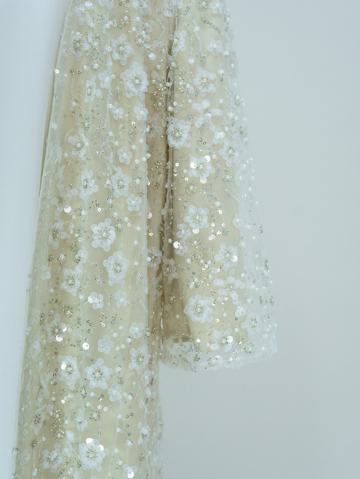 MK3001 Muslim Girl Outerwear, Double-Layer Floral Open Abaya, Wedding Birthday Party Eid Open Abaya (Only Open Abaya)