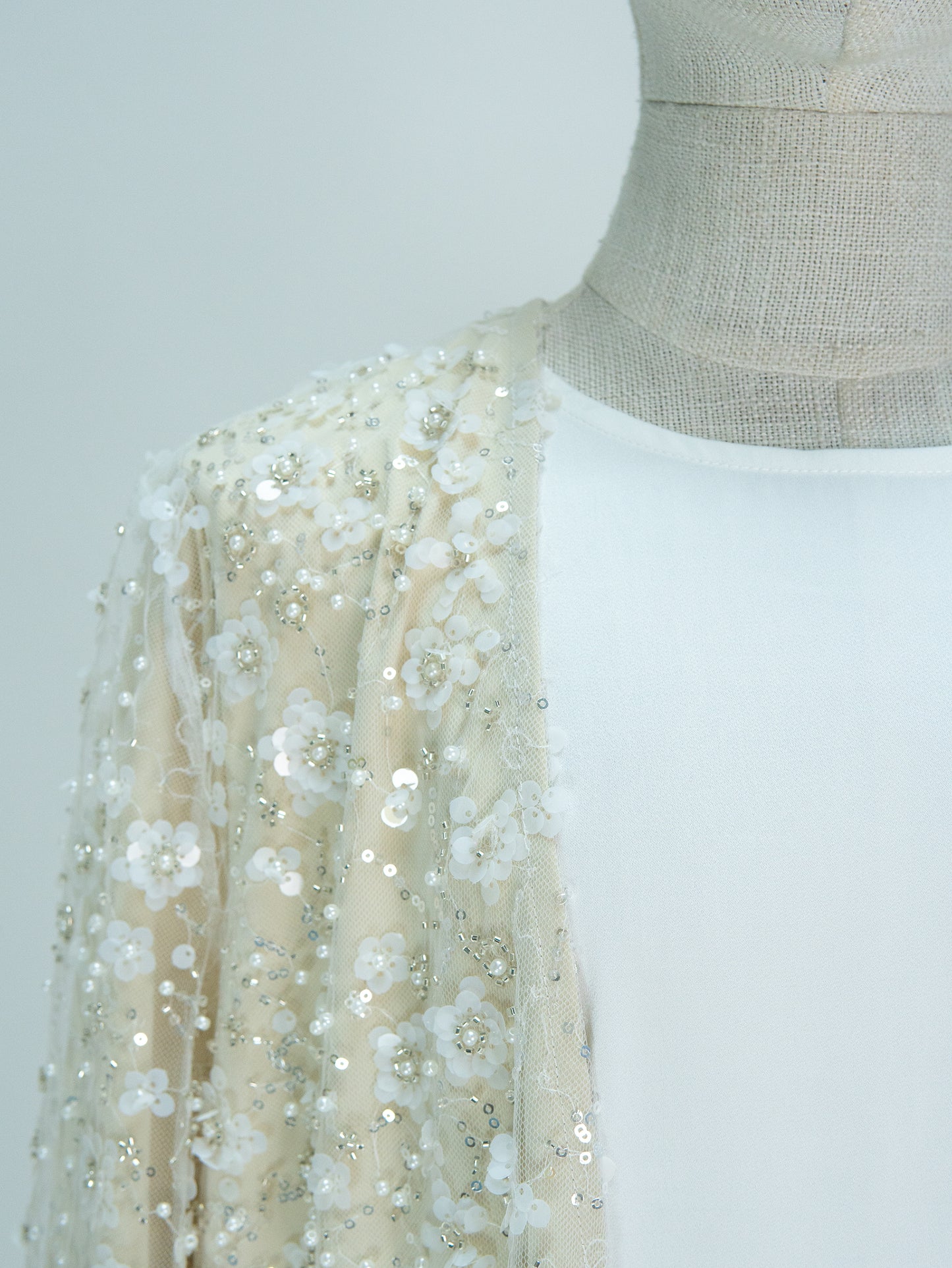 MK3001 Muslim Girl Outerwear, Double-Layer Floral Open Abaya, Wedding Birthday Party Eid Open Abaya (Only Open Abaya)