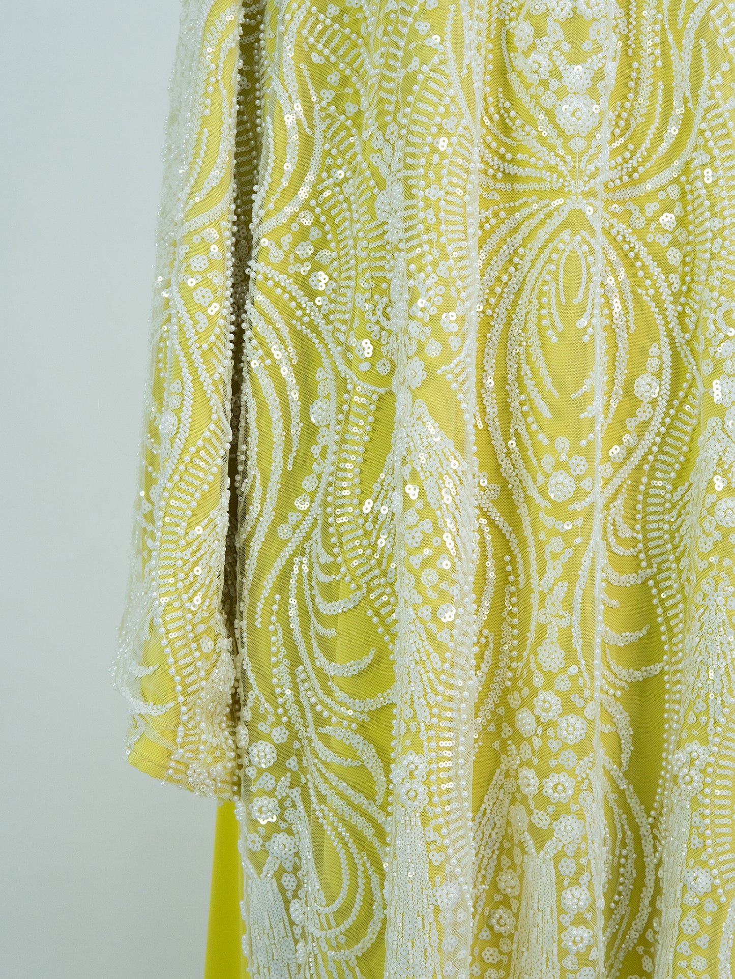 MK3002 Luxurious Women’s Long Robe Dress with Beads, Floral Embellishments, and Sequins