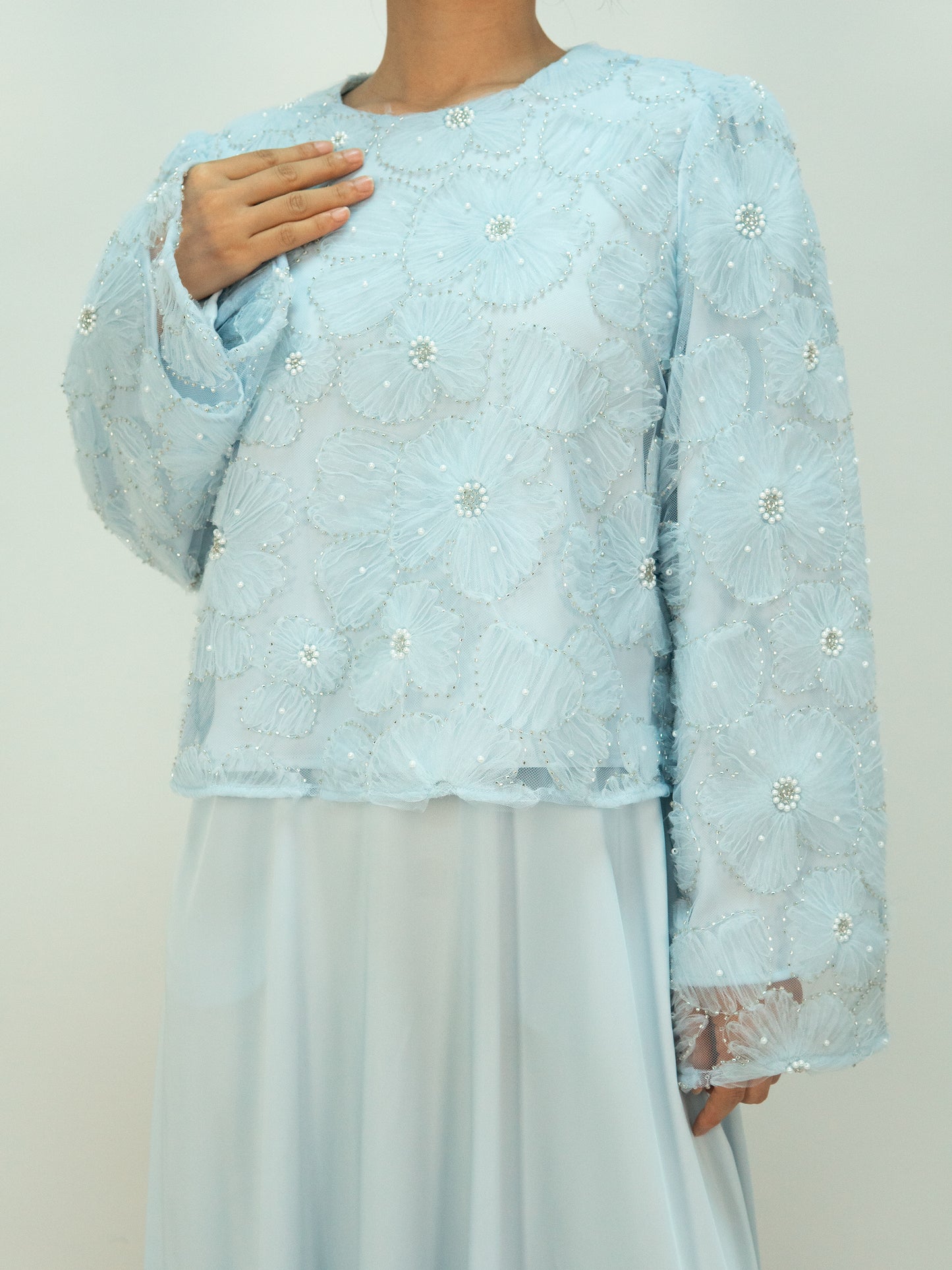 MSL855 Elegant Pearl Flower Set ( Top+Skirt )