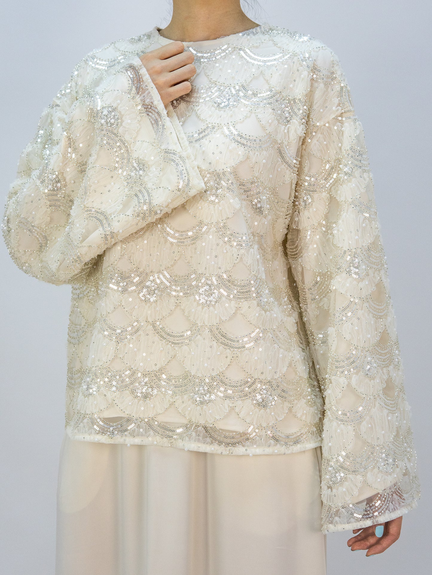MSL854 Elegant Pearl Sequin Set ( Top+Skirt )