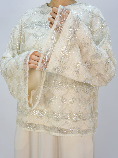 MSL854 Elegant Pearl Sequin Set ( Top+Skirt )