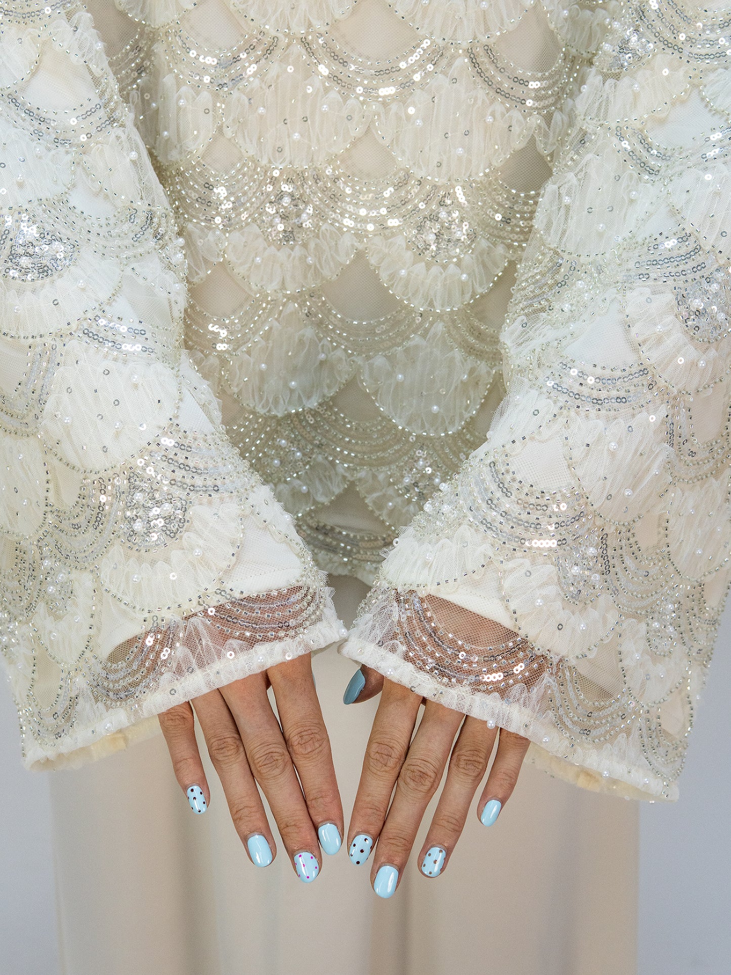 MSL854 Elegant Pearl Sequin Set ( Top+Skirt )