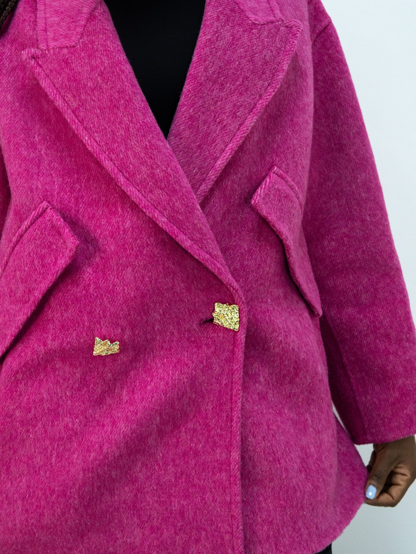 25089 Premium 69% Wool-Blend Outerwear | Women's Rose Red Fashion, Elegant Wool Coat