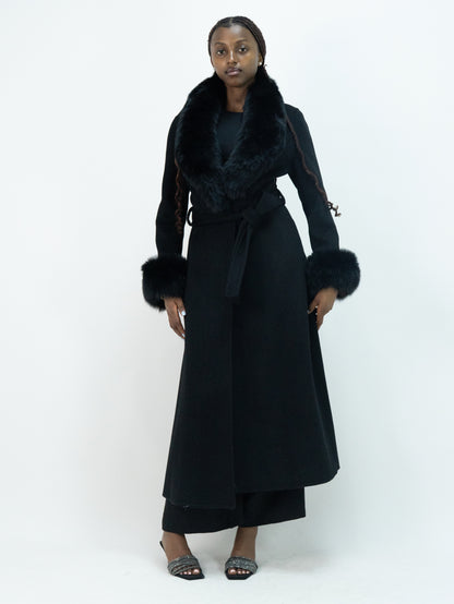 25031 Premium Cashmere-Wool Blend Outerwear | 90% Wool 10% Cashmere | Women's Black Modest Fashion, Elegant Wool Coat