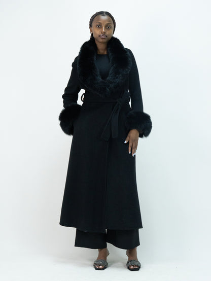 25031 Premium Cashmere-Wool Blend Outerwear | 90% Wool 10% Cashmere | Women's Black Modest Fashion, Elegant Wool Coat