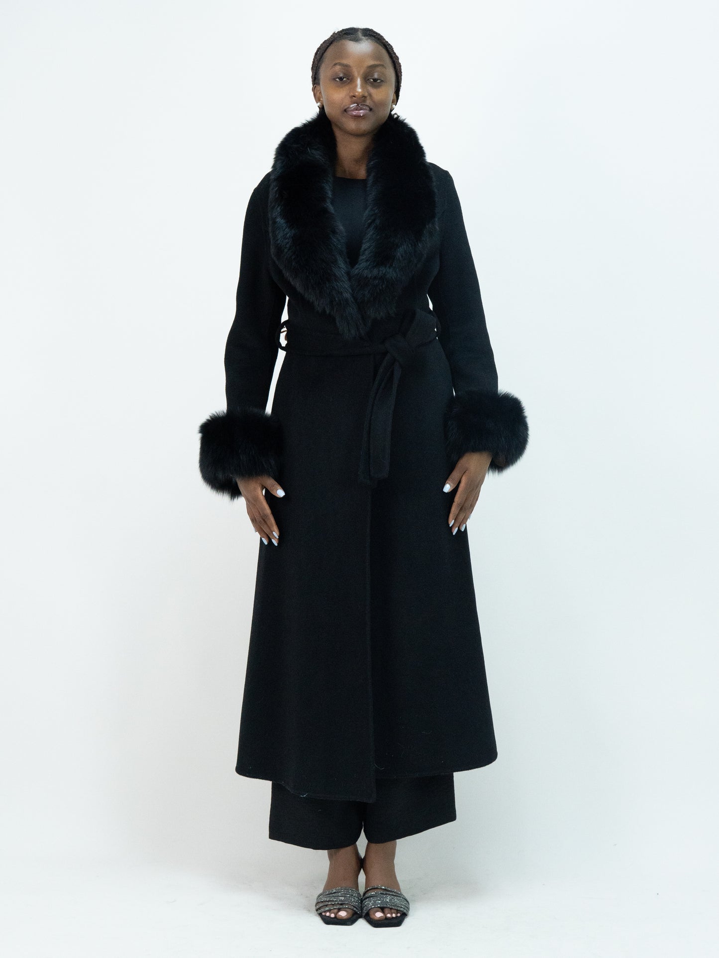 25031 Premium Cashmere-Wool Blend Outerwear | 90% Wool 10% Cashmere | Women's Black Modest Fashion, Elegant Wool Coat