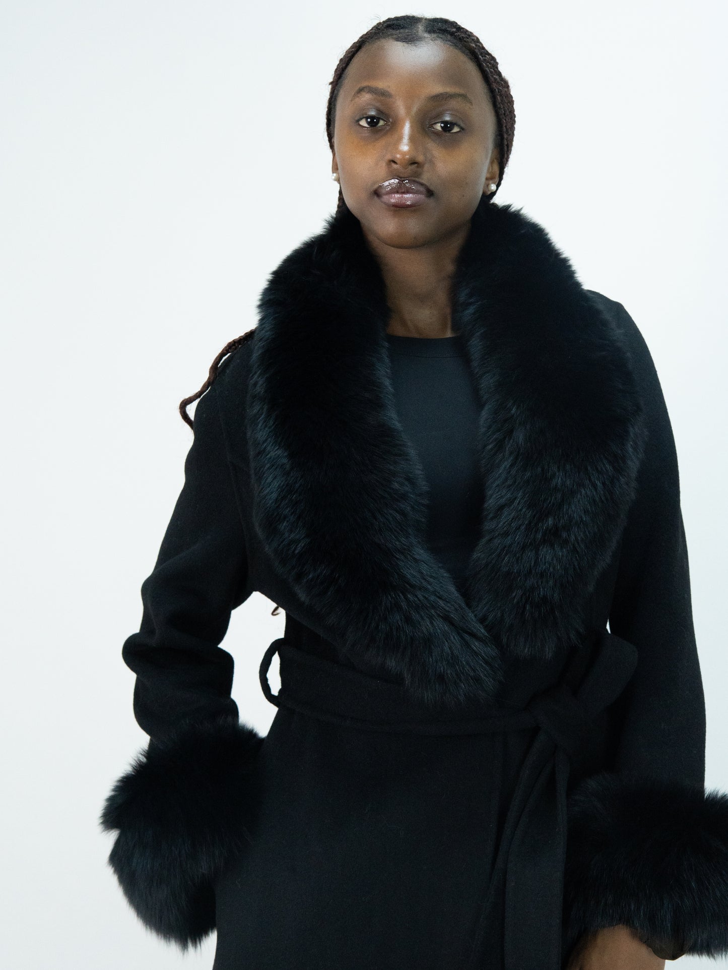 25031 Premium Cashmere-Wool Blend Outerwear | 90% Wool 10% Cashmere | Women's Black Modest Fashion, Elegant Wool Coat