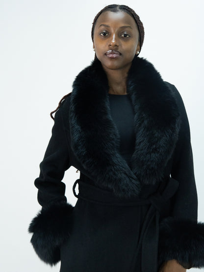 25031 Premium Cashmere-Wool Blend Outerwear | 90% Wool 10% Cashmere | Women's Black Modest Fashion, Elegant Wool Coat
