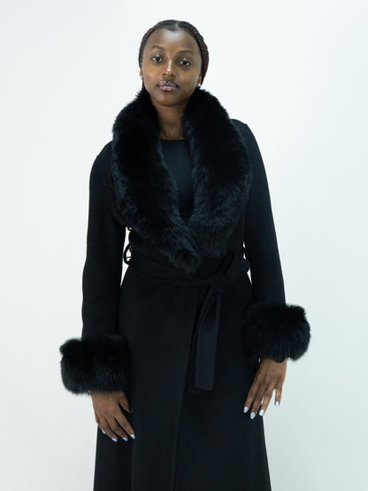 25031 Premium Cashmere-Wool Blend Outerwear | 90% Wool 10% Cashmere | Women's Black Modest Fashion, Elegant Wool Coat