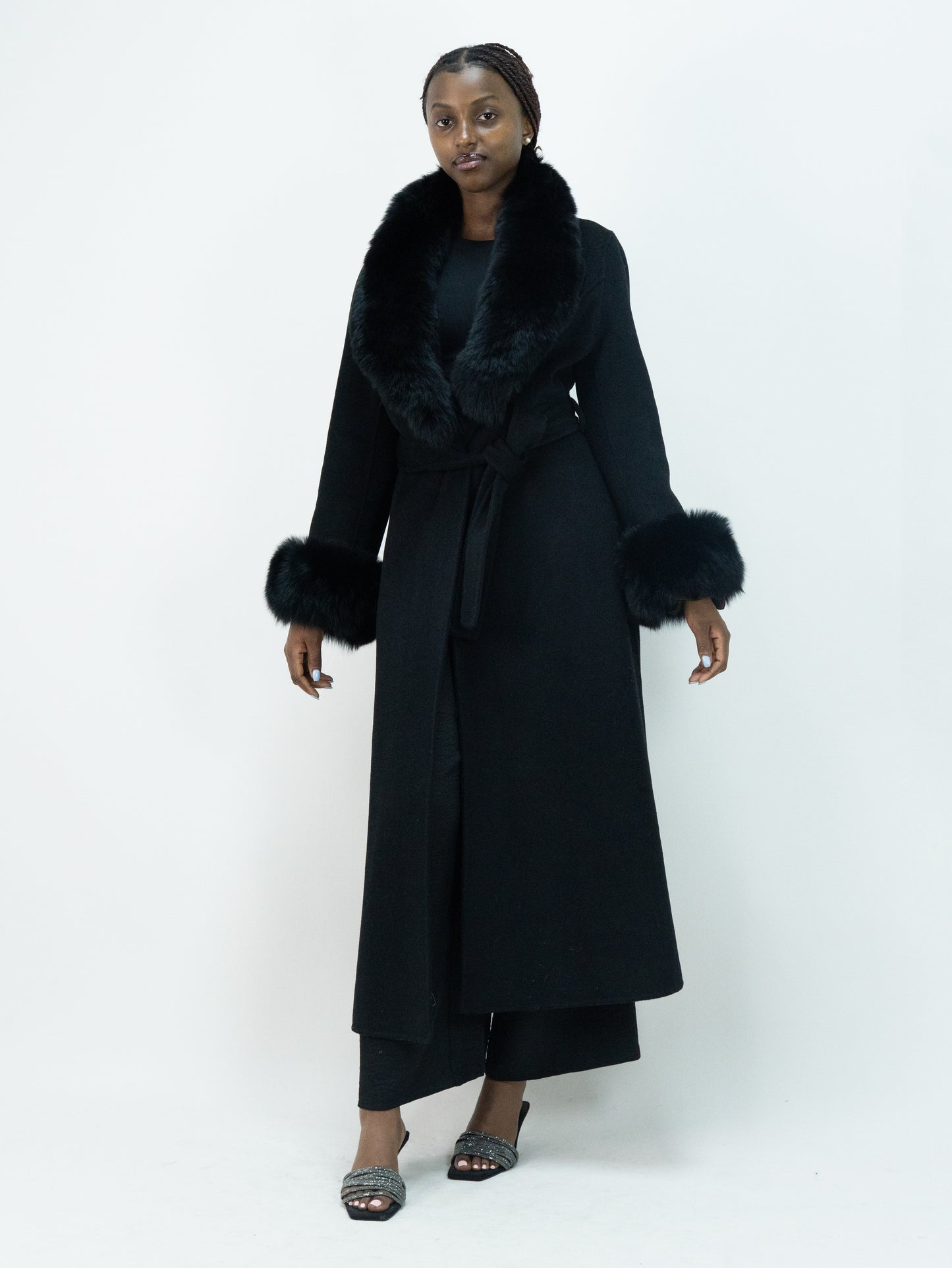 25031 Premium Cashmere-Wool Blend Outerwear | 90% Wool 10% Cashmere | Women's Black Modest Fashion, Elegant Wool Coat