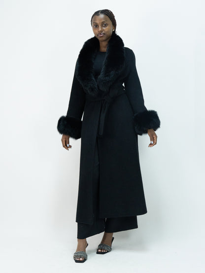 25031 Premium Cashmere-Wool Blend Outerwear | 90% Wool 10% Cashmere | Women's Black Modest Fashion, Elegant Wool Coat
