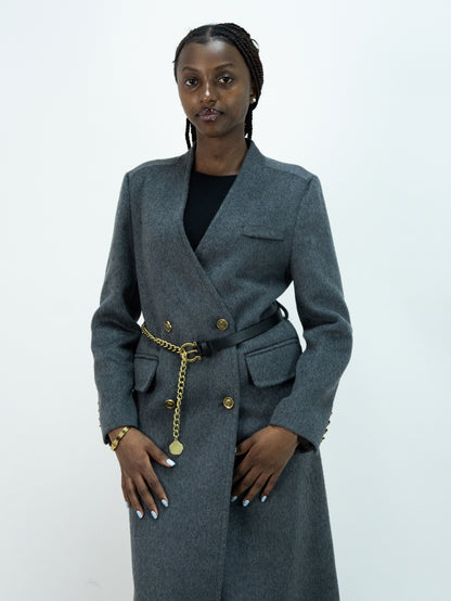 6806 Premium 80% Wool-10% Cashmere Blend Outerwear| Women's Luxury Modest Fashion, Elegant Wool Coat with Belt