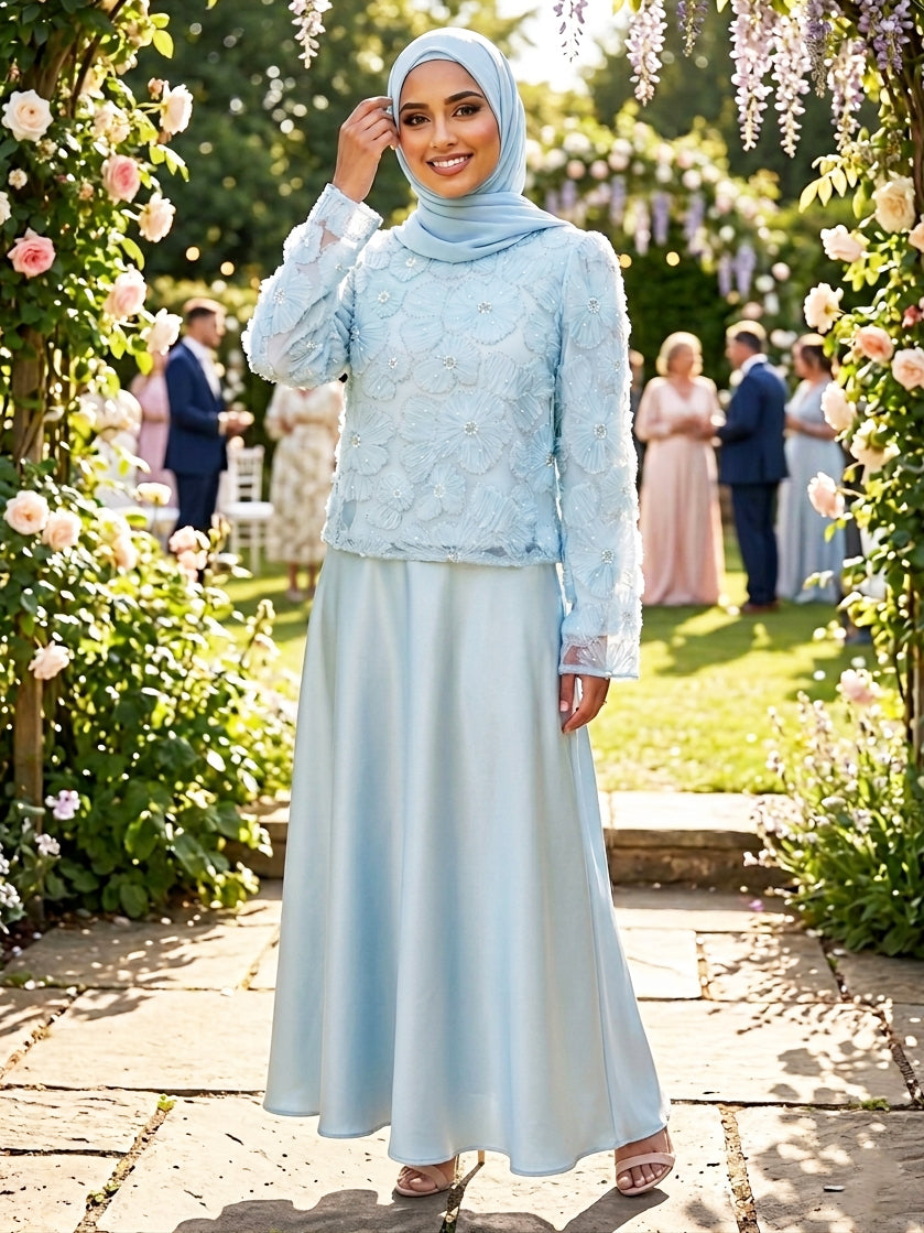 MSL855 Elegant Pearl Flower Set ( Top+Skirt )