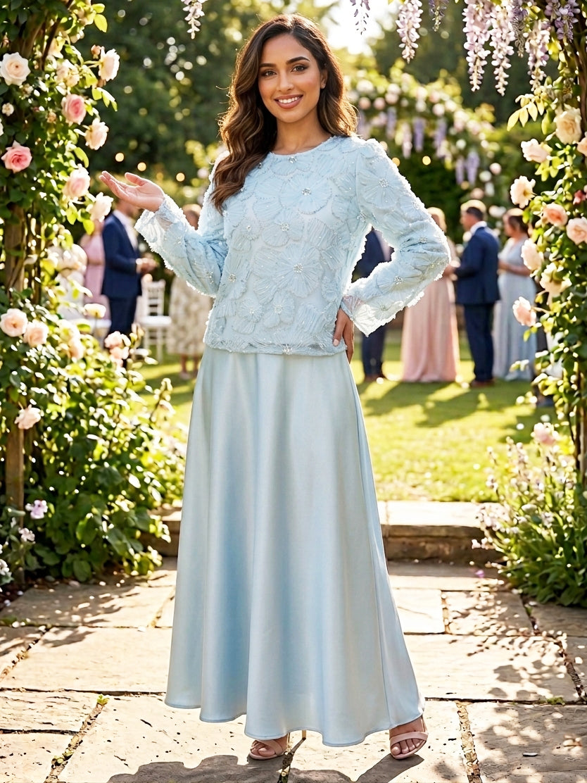 MSL855 Elegant Pearl Flower Set ( Top+Skirt )