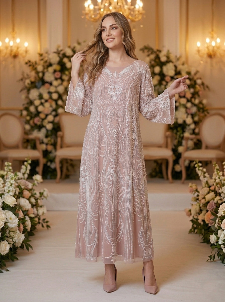 MK3002 Premium Abaya - Long Floral | Modest Fashion Hojumbo