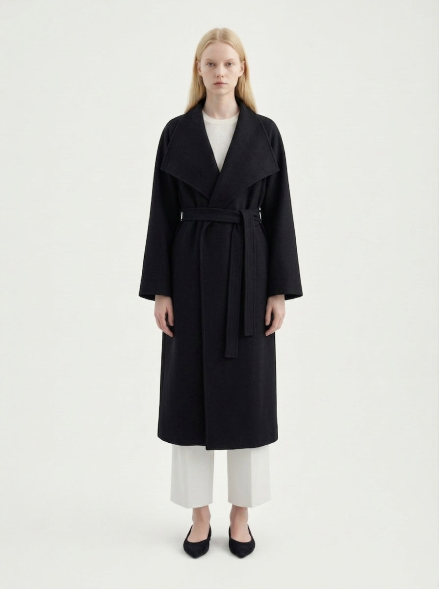 8101 Women's Long Coat, 2-in-1 Minimalist Design With Lapel Jacket | Trench Coat With Convertible Collar Design