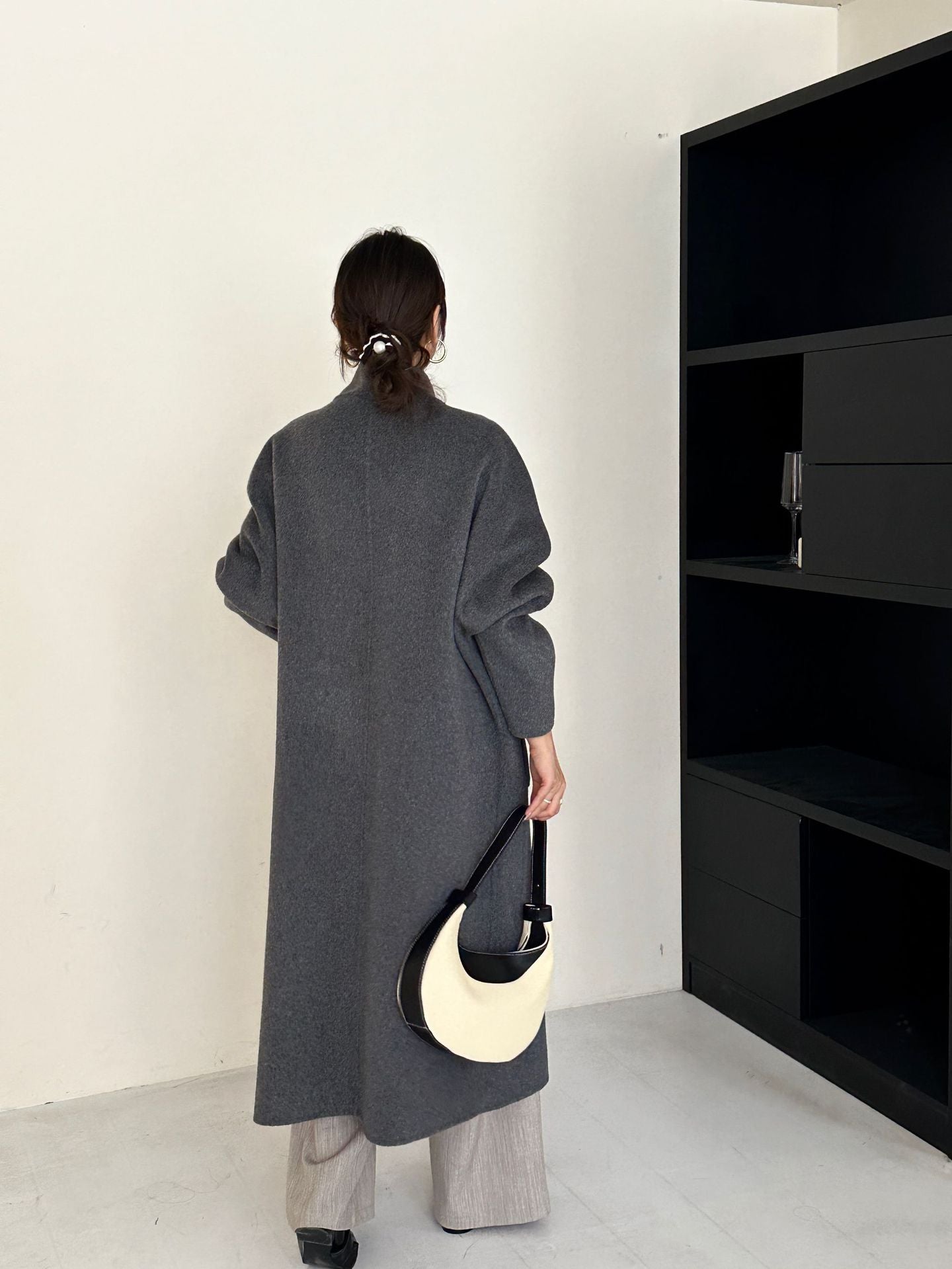 5016 Women's 70% Wool Coat, Double-breasted Buttons Loose-fitting, Winter Wool Coat with Pockets(no belt)