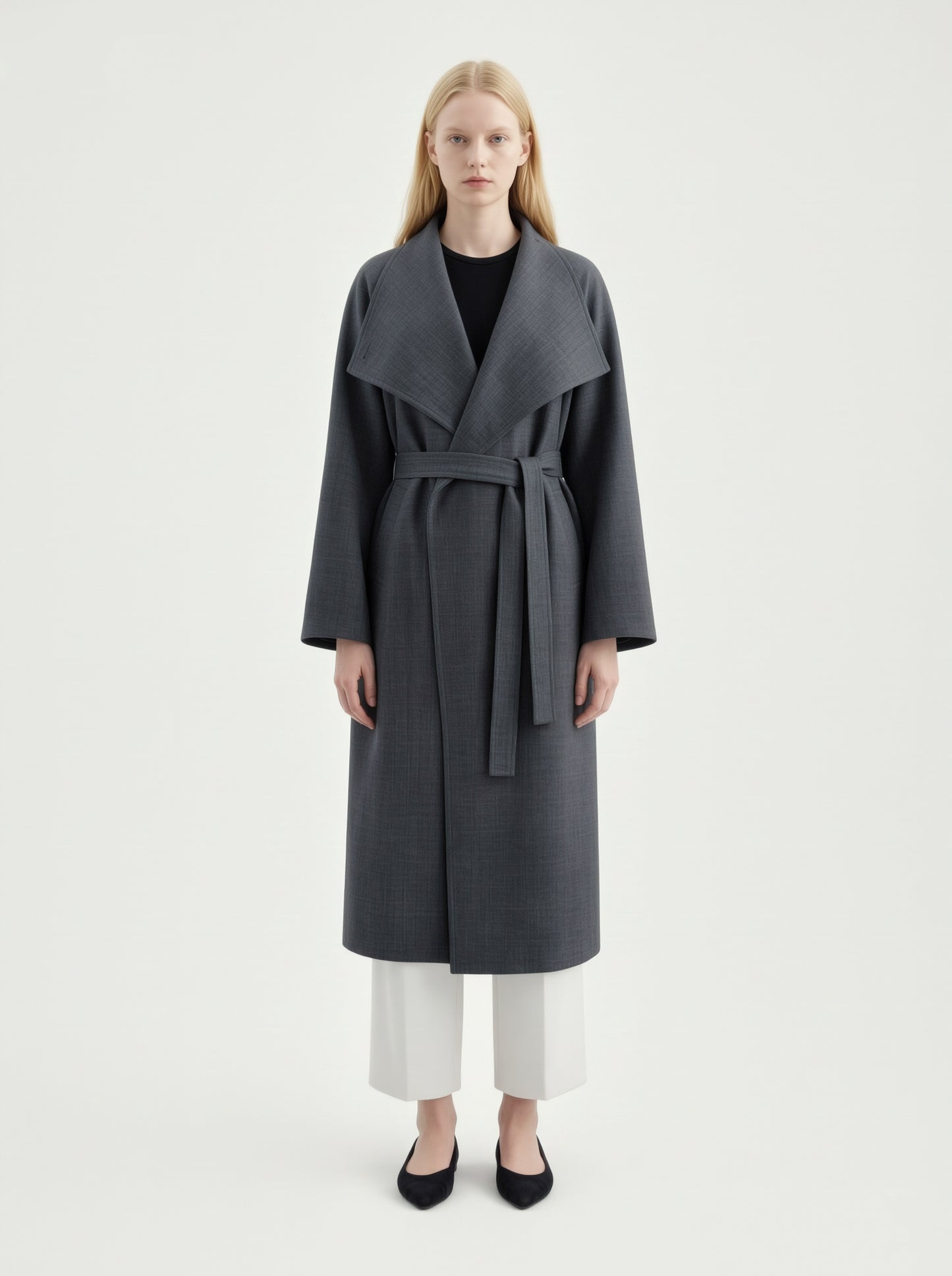 8101 Women's Long Coat, 2-in-1 Minimalist Design With Lapel Jacket | Trench Coat With Convertible Collar Design