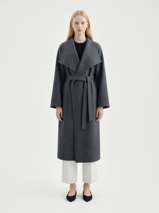 8101 Women's Long Coat, 2-in-1 Minimalist Design With Lapel Jacket | Trench Coat With Convertible Collar Design
