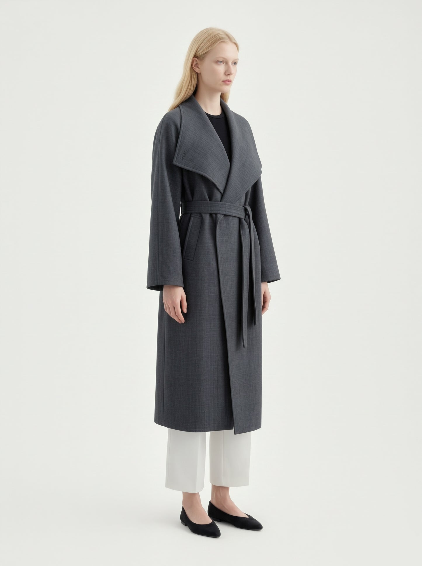 8101 Women's Long Coat, 2-in-1 Minimalist Design With Lapel Jacket | Trench Coat With Convertible Collar Design
