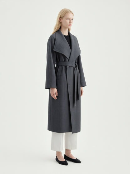 8101 Women's Long Coat, 2-in-1 Minimalist Design With Lapel Jacket | Trench Coat With Convertible Collar Design