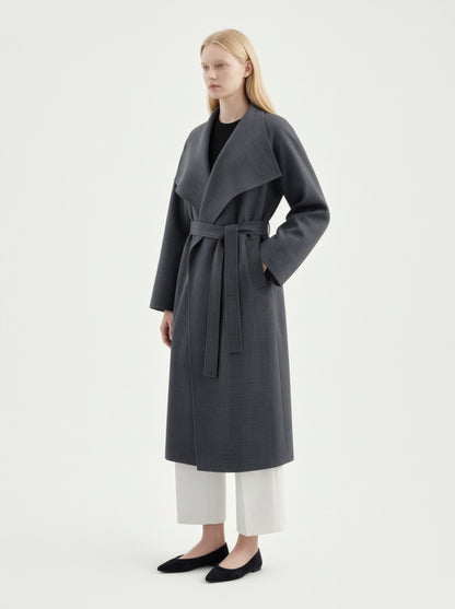 8101 Women's Long Coat, 2-in-1 Minimalist Design With Lapel Jacket | Trench Coat With Convertible Collar Design