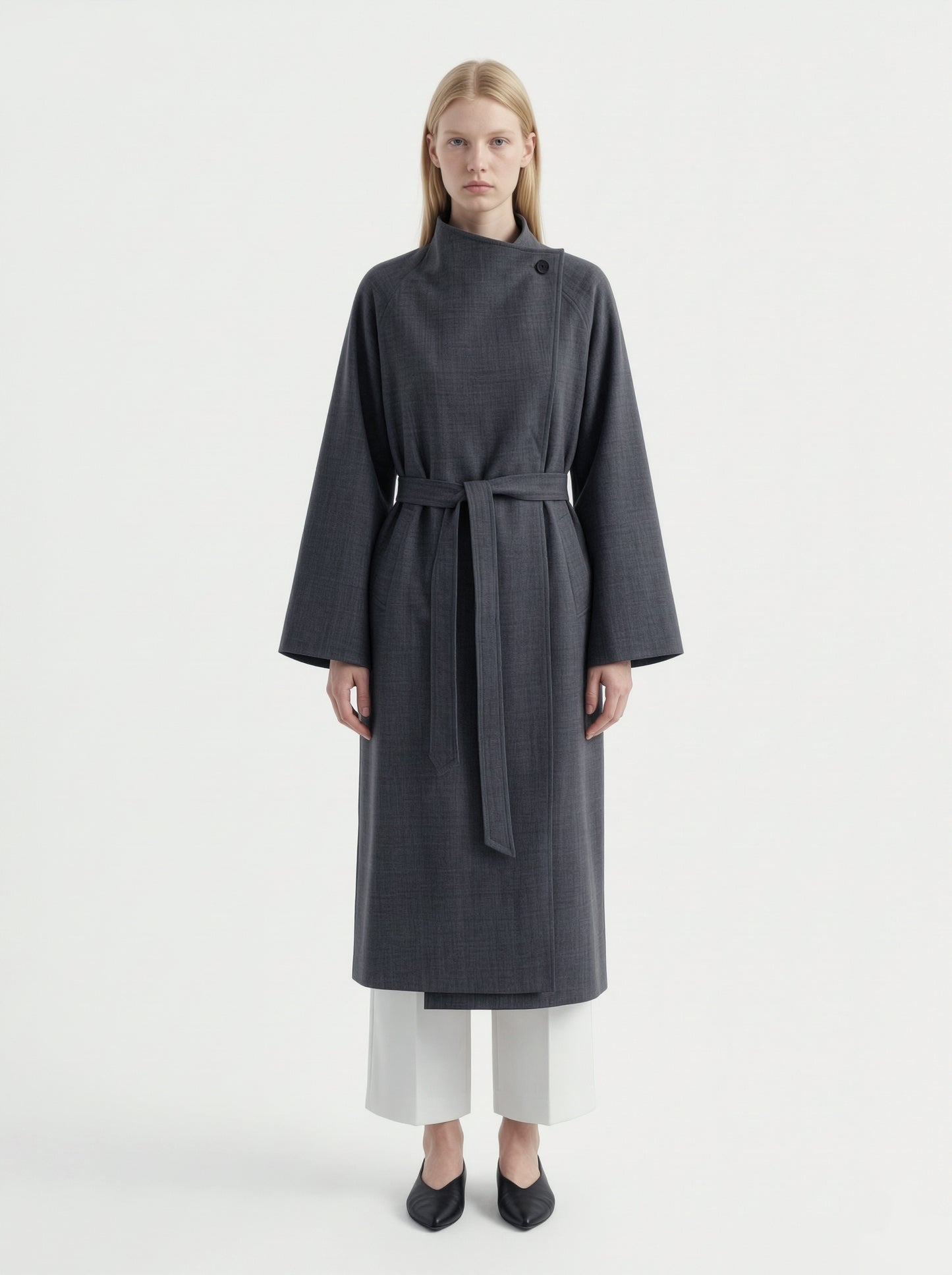 8101 Women's Long Coat, 2-in-1 Minimalist Design With Lapel Jacket | Trench Coat With Convertible Collar Design