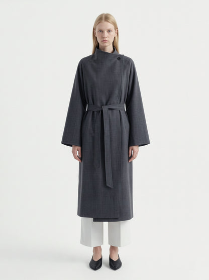 8101 Women's Long Coat, 2-in-1 Minimalist Design With Lapel Jacket | Trench Coat With Convertible Collar Design