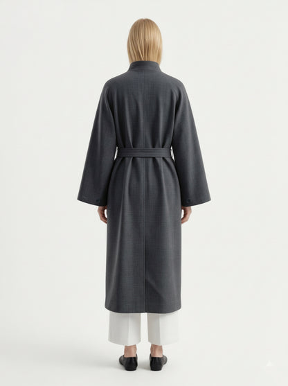 8101 Women's Long Coat, 2-in-1 Minimalist Design With Lapel Jacket | Trench Coat With Convertible Collar Design