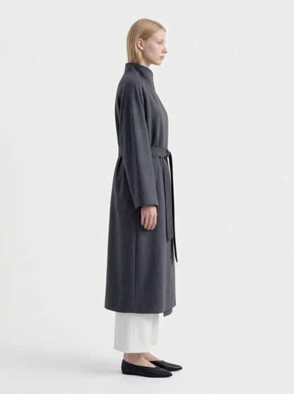 8101 Women's Long Coat, 2-in-1 Minimalist Design With Lapel Jacket | Trench Coat With Convertible Collar Design