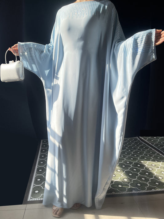MSL324 Middle Eastern Muslim Maxi Dress Women's Robe Solid Color Bat-sleeve Hotfix Crystals Abaya