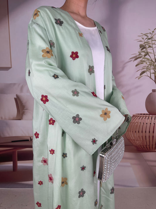 MSL887 Linen Charming Fairy Open Abaya